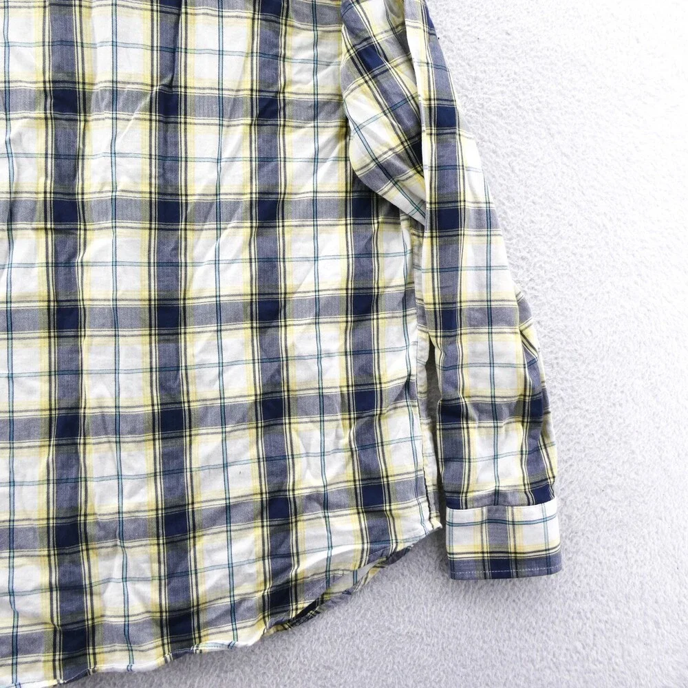 Banana Republic Button Up Shirt Mens Medium Slim Yellow Plaid Cotton Button Down